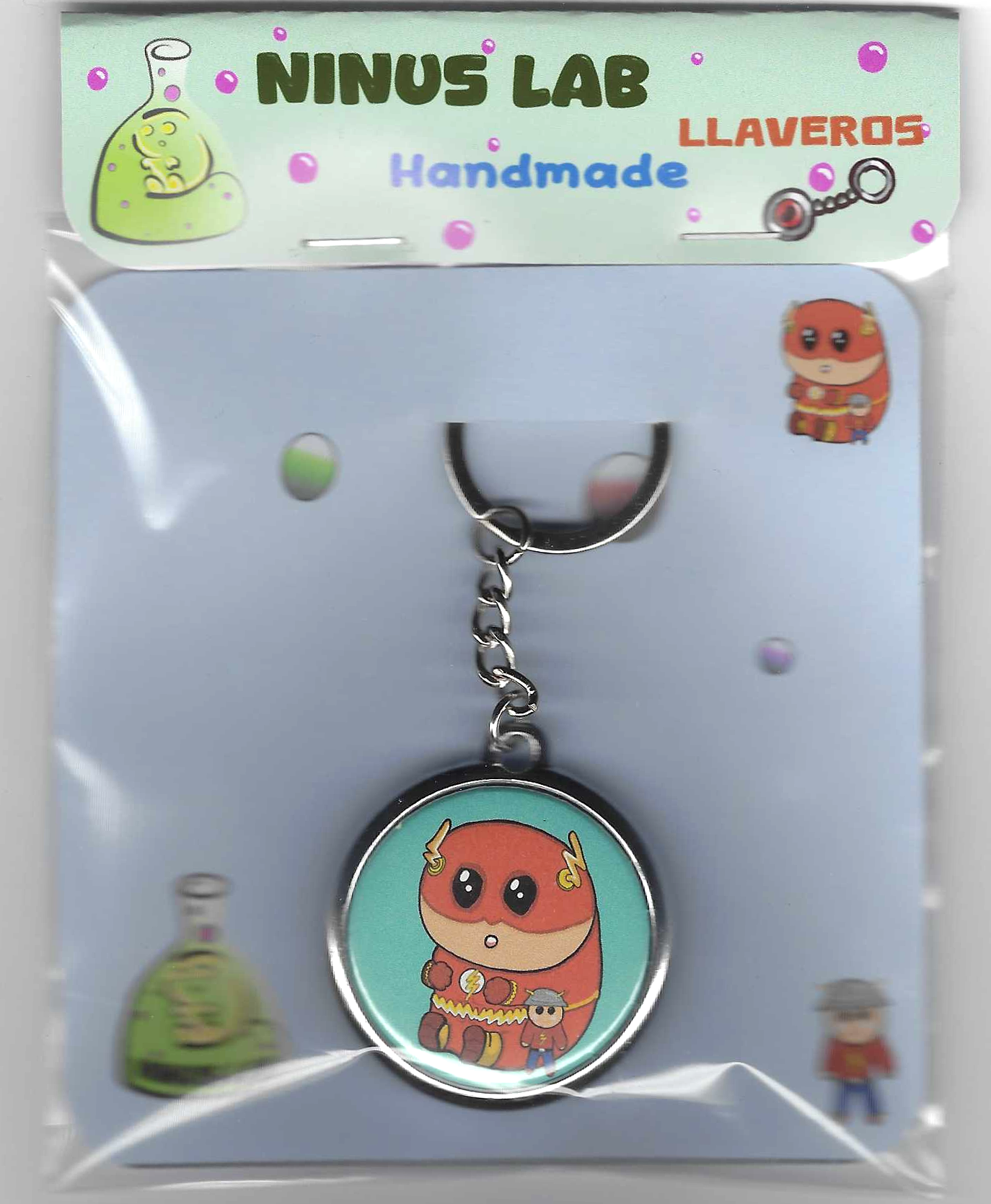 Llavero Doble Cara Ninu Serie Superheroes HOMBRE RAYO