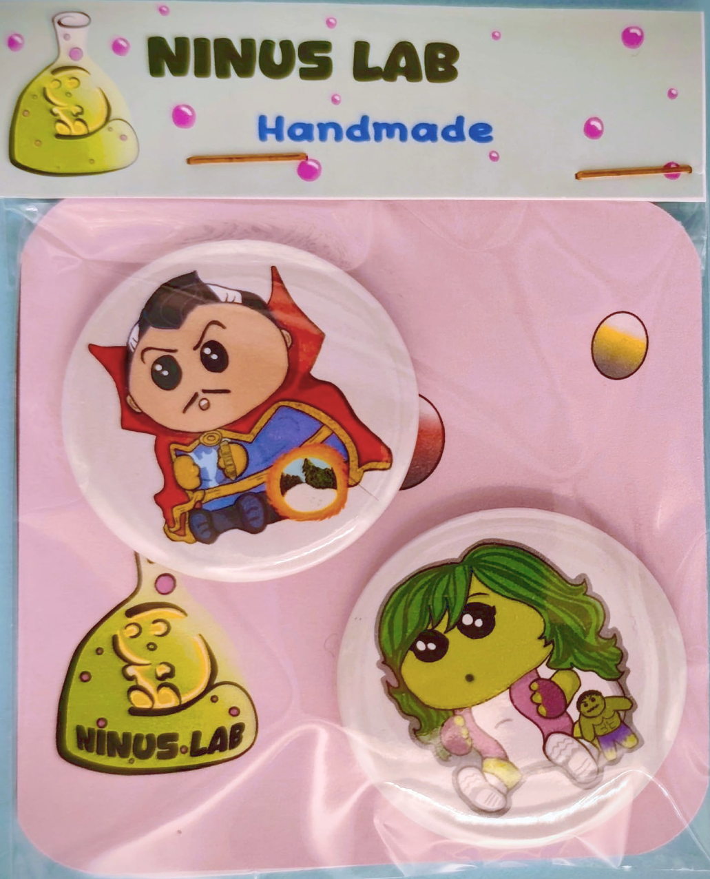 Chapas Duo Ninu Serie Superhéroes BRUJO y CHICA VERDE